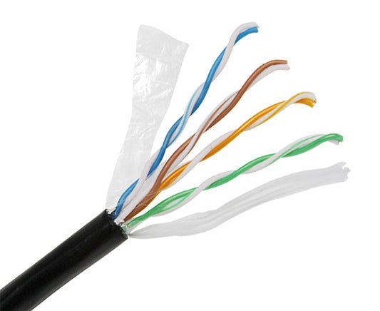 CAT5E Outdoor Bulk Ethernet Cable, Direct Burial Solid Copper UTP CMX, 24 AWG