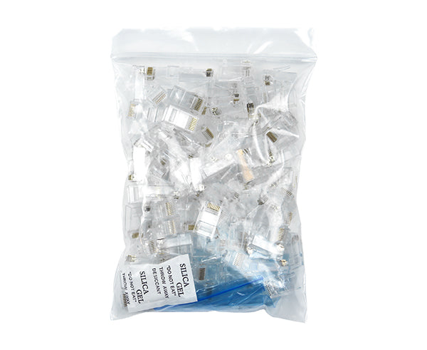 CAT6/A Slim RJ45 Connector - OD Under 3.9mm, 25/Bag or 100/Bag