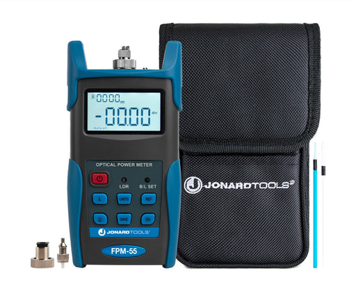 Fiber Optic Power Meter with Data Storage (-50 to +26 dBm) and FC/SC/LC Adapters - Tester and case - Primus Cable