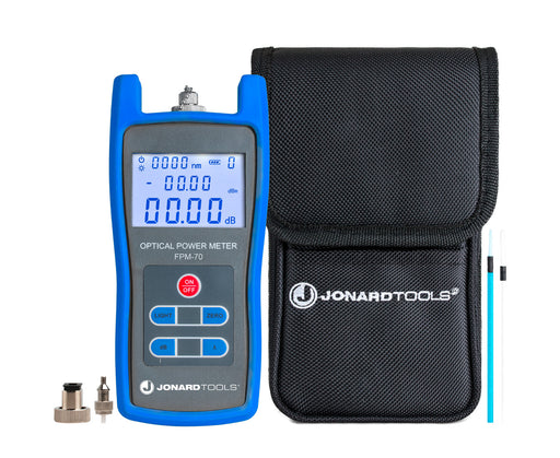 Fiber Optic Power Meter (-70 to +6 dBm) with FC/SC/LC Adapters and Accessories - Blue design - Primus Cable