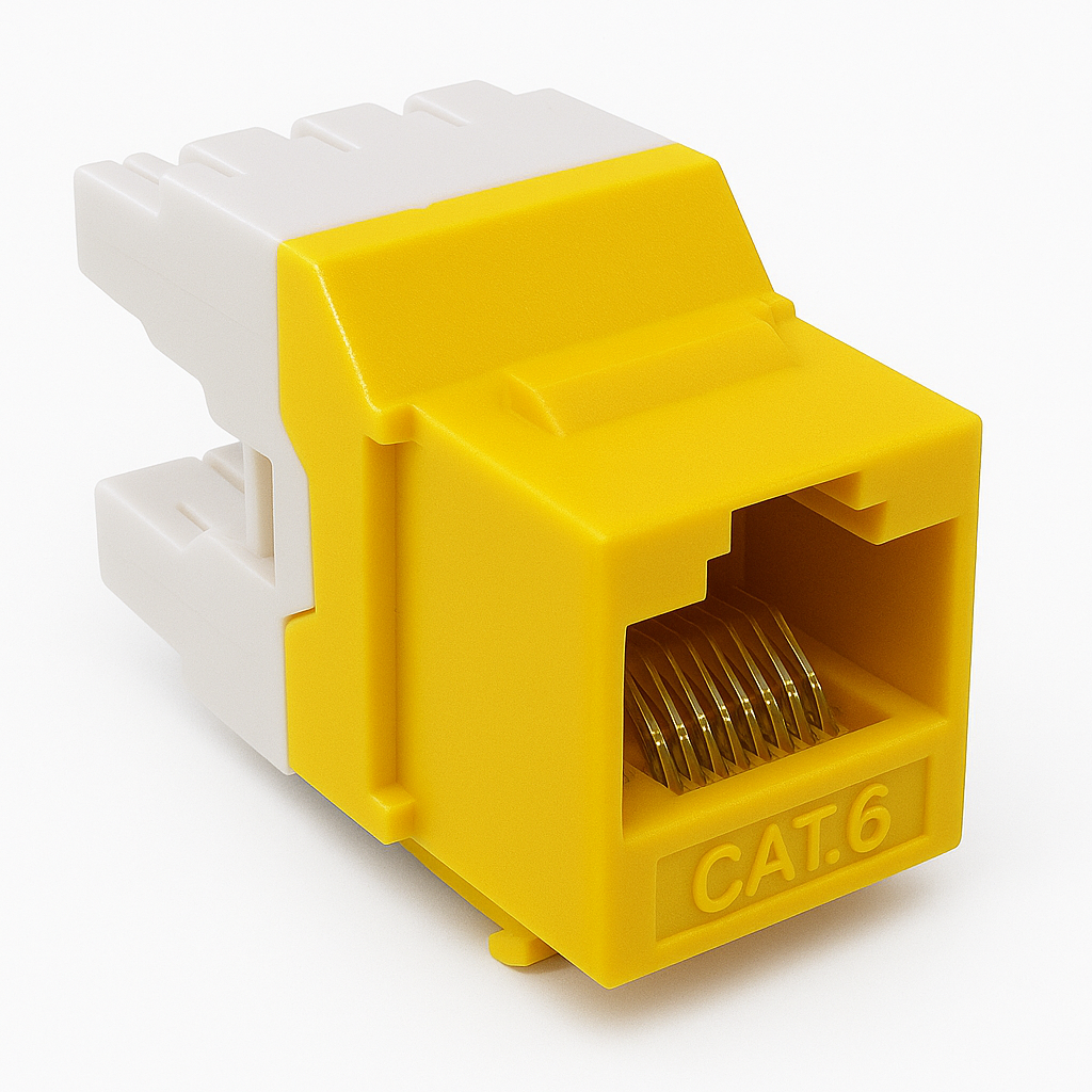 CAT6 MIG+ RJ45 Keystone Jack, Unshielded, Component Rated, High Density - Yellow