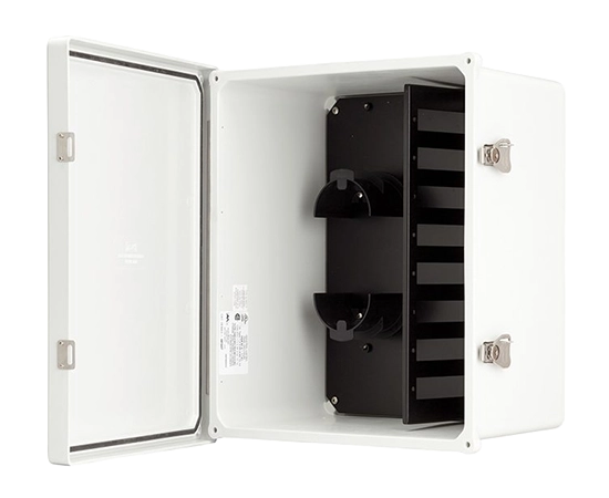 Wall Mount Fiber Patch Panel, NEMA 4X Rated, Up to 48 Ports with Spool