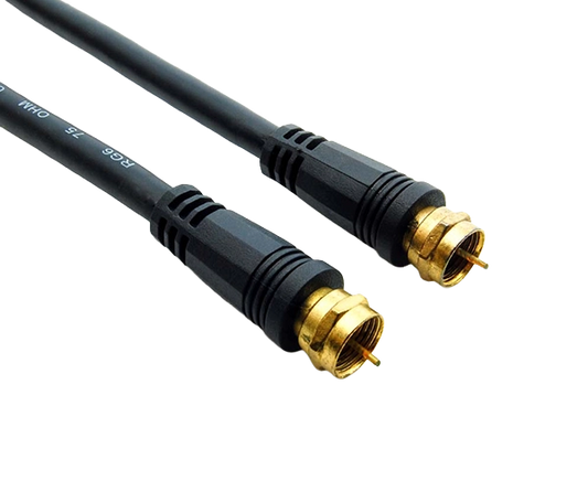RG6 Patch Cable with Gold-Plated Screw-On F-Type Connector, Available in Lengths Ranging from 3ft to 100ft, Black