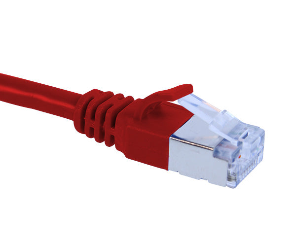 CAT6A Ethernet Patch Cable, Shielded, Slim6AS Series Snagless Boot, U/FTP, RJ45-RJ45 - Red