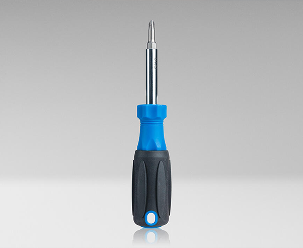 6-in-1 Multi-Bit Screwdriver with Phillips and Slotted Bits - Black and blue handle design - Primus Cable