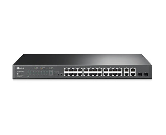 Omada 24-Port 10/100Mbps + 4-Port Gigabit Smart Switch with 24-Port PoE+