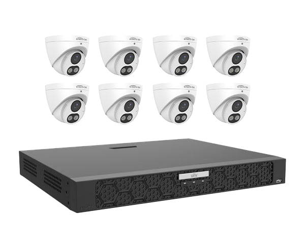 Uniview Tec - 5MP, DWDR, IR TURRET DOME/16ch, 16 PoE, 4K Resolution, H.265 NVR, 4TB