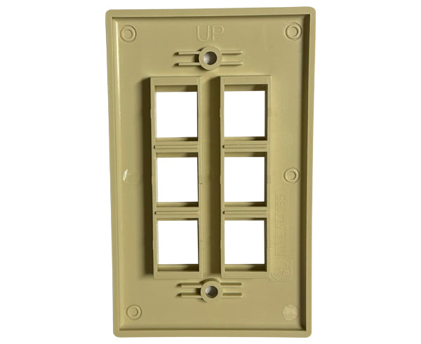 Universal Wall Plates, 6 Port - Almond