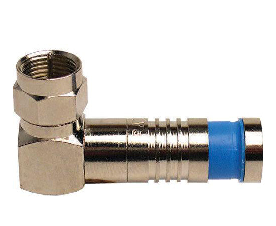 F RG6 Quad Right Angle Nickel SealSmart Coaxial Compression Connector