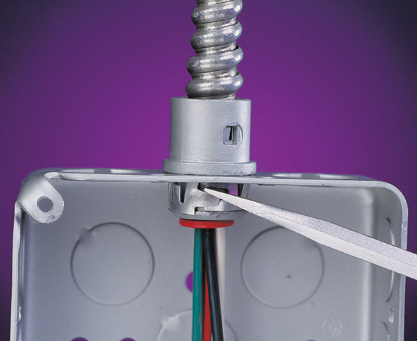 Snap2It™ Flex Cable Connectors - 3/8" Insulated Throat (New & Old Work Compatible) - for Flexible Conduit/Metal Clad Cable