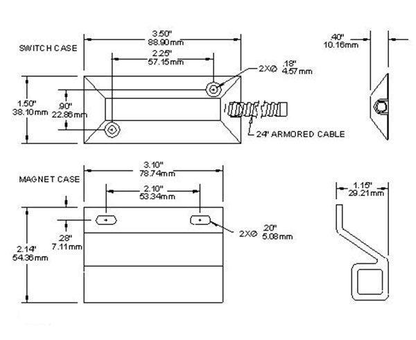 Miniature Overhead Door Magnet - Dimensions