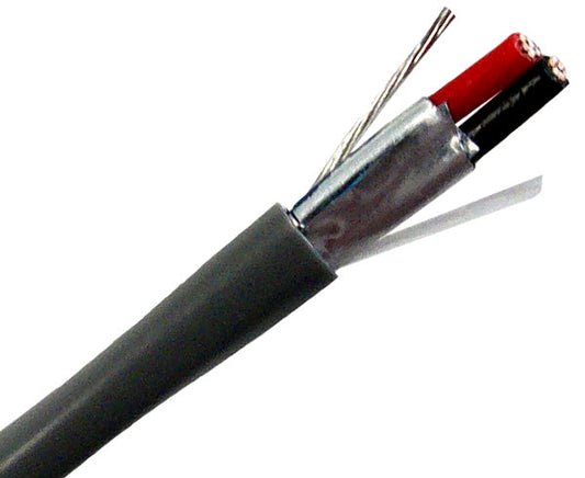 Security Alarm Cable 18/2 (7 Strand) CMR FT4 Rated Shielded 1000' Gray