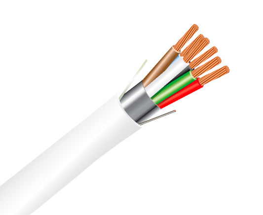 Security Alarm Cable - Plenum (CMP) - 18/4 AWG, Shielded, White, 1000ft