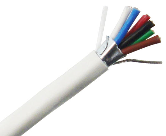 18/6 Alarm Security Cable, CMP, 7 Strand shielded wire, 1000' White