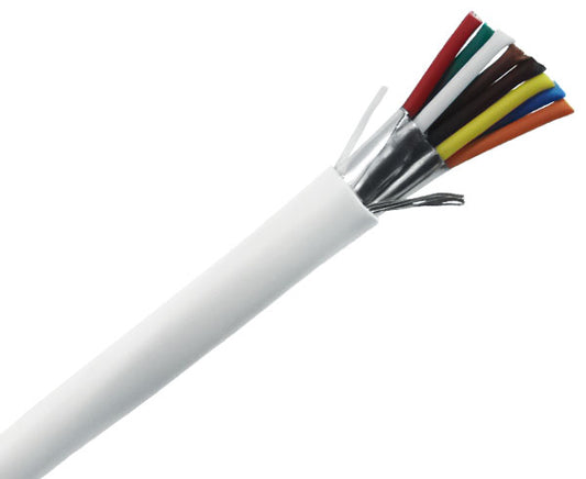 18/8 security alarm cable, CMP, Stranded (7 Strand) shielded, 1000' White