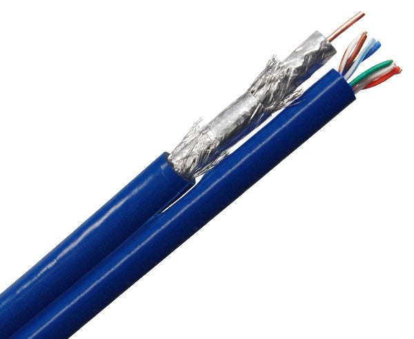 Composite Cable, 1x RG6U Quad Shield, 1x CAT6 600MHz 23AWG UTP CMR 500'