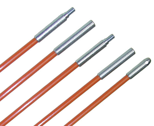 Fiberfish II Rod Kit, Wire Installation Rods, Plastic Coated 6' length x 3/16" Diameter Orange - Primus Cable Installation Tools