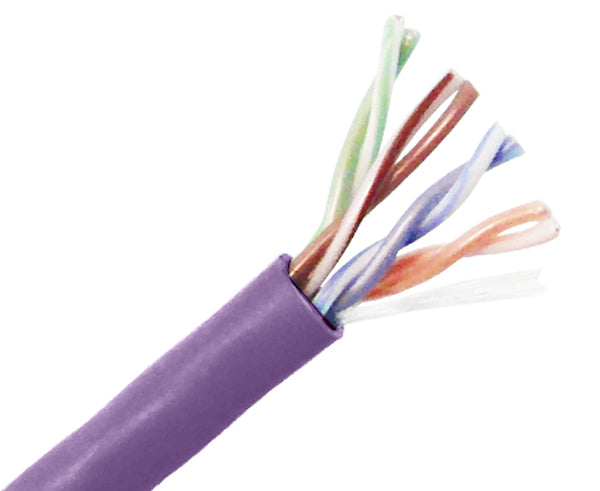CAT5E Plenum Bulk Ethernet Cable, CMP Solid Copper UTP, 24 AWG - Purple