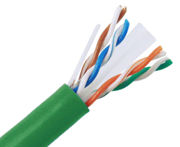 CAT6A Plenum Bulk Ethernet Cable, CMP, Solid 23AWG 1000FT - Green