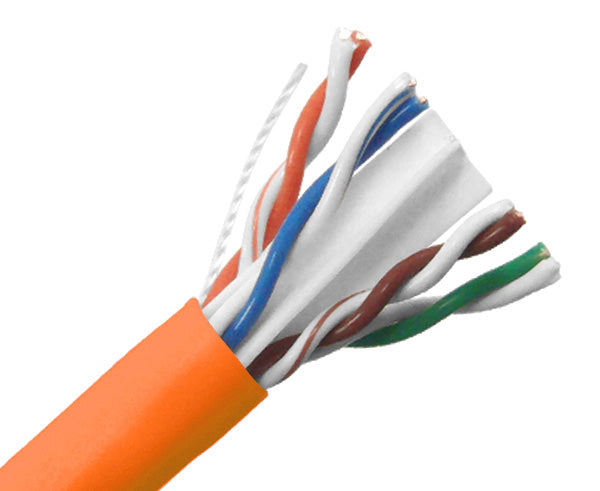 CAT6A Plenum Bulk Ethernet Cable, CMP, Solid 23AWG 1000FT - Orange