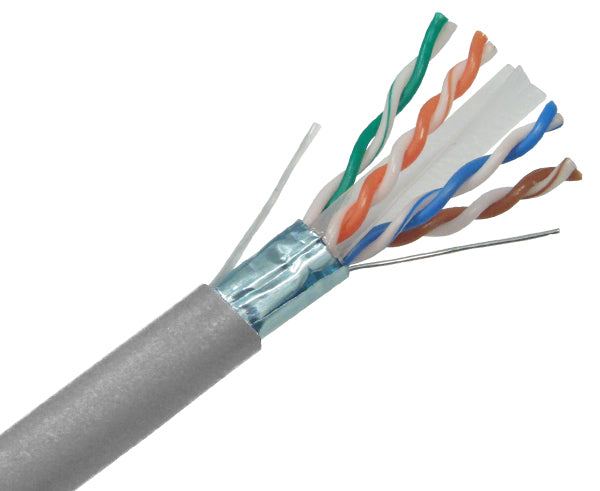 CAT6A 1,000FT Solid Shielded Cable for 10G Networking Gray