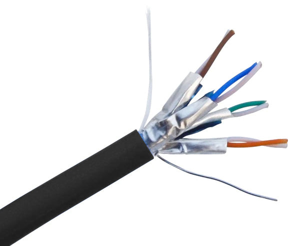 CAT6A Shielded Bulk Ethernet Cable, U/FTP, 26AWG Stranded Copper, Indoor, 1000FT - Black