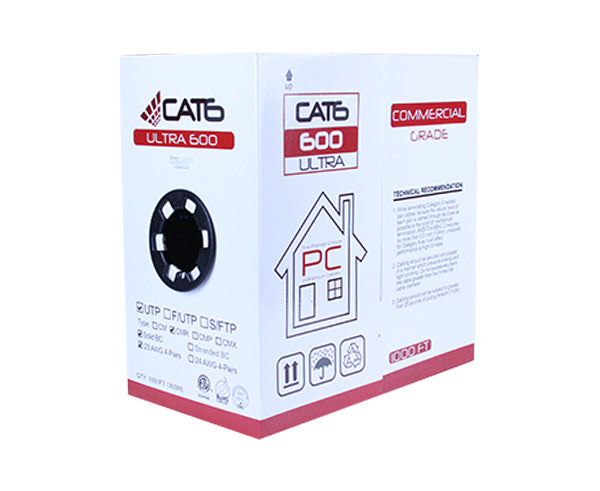 CAT6 Bulk Riser Ethernet Cable, CMR ETL Listed Solid Copper UTP, 23 AWG 1000FT