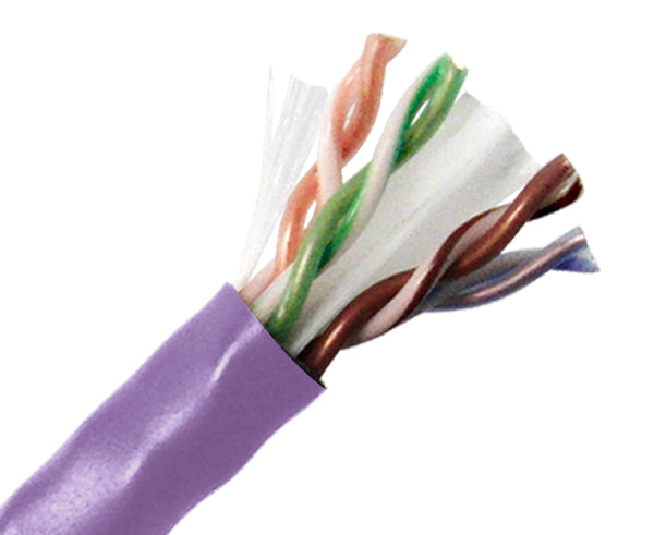 CAT6 Plenum Bulk Ethernet Cable, CMP UL Listed, Solid Copper UTP, 23 AWG 1000FT - Purple