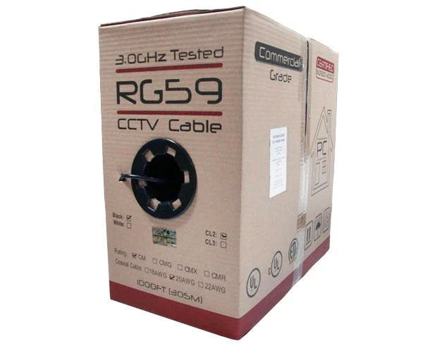 1,000 Foot Pull Box of 20AWG RG59 Coaxial Cable,95% CCA Braid Shielding