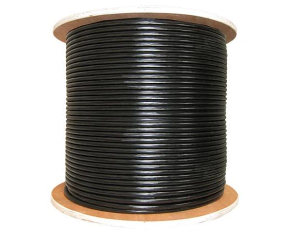 RG59 CCA Siamese Coaxial Cable, 20AWG, CCTV on wooden spool, black