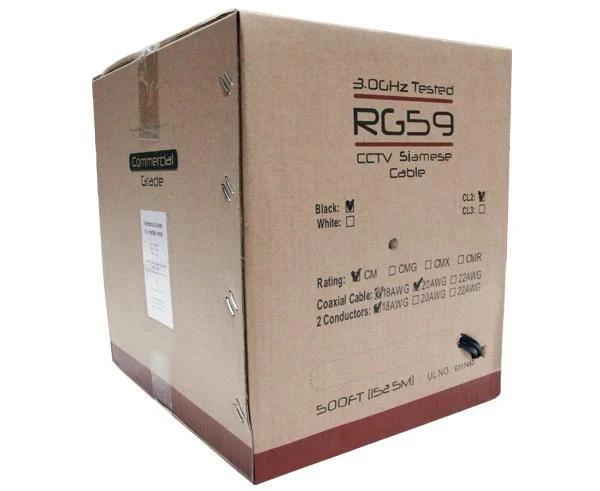 RG59 Siamese Coaxial Cable, 20AWG CCA, Pull Box