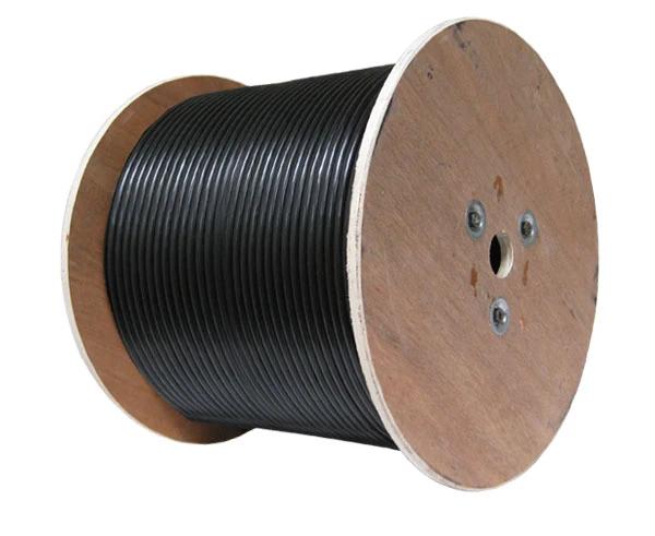 Coaxial Cable, RG6 Cable, 18 AWG, Direct Burial, CCS 60% AL Dual Shield, Black, 1,000ft - wooden spool