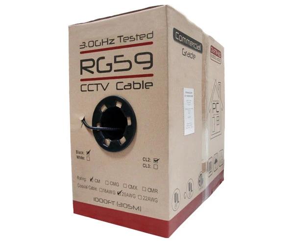 1,000 Foot Pull Box of 20AWG RG59 Coaxial Cable, Bare Copper