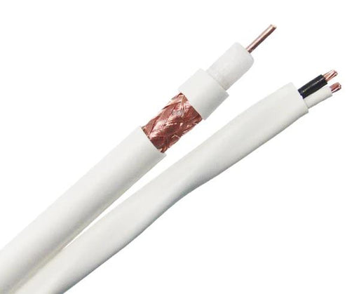 CMP Siamese Cable RG6 Coax BC 95% Braid, 18 AWG Power Spool 1000' White