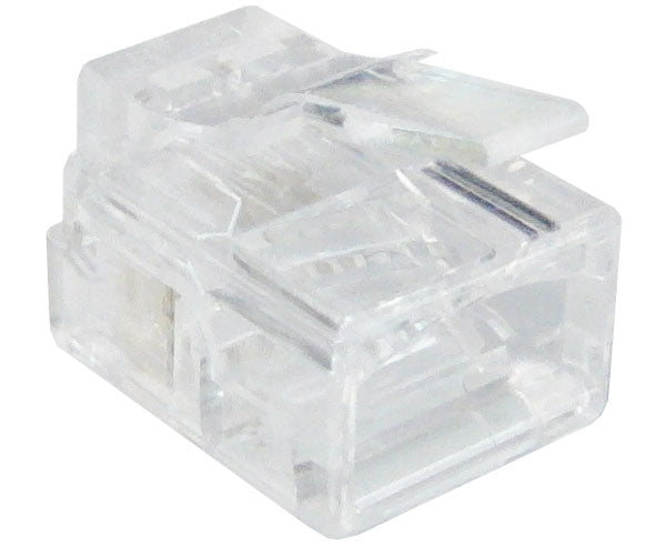 RJ11 Modular Plug, 6P4C, - Round/Solid/Stranded Cable, 25/Bag