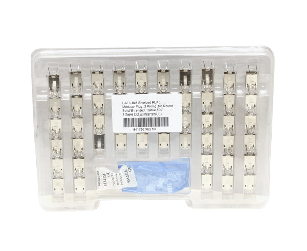 Case of Shielded RJ45 Connectors for CAT6, CAT6A, CAT7 Solid and Stranded Cable