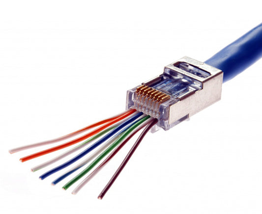 Shielded EZ-RJ45® RJ45 Connector for CAT5E Feed Through Wires