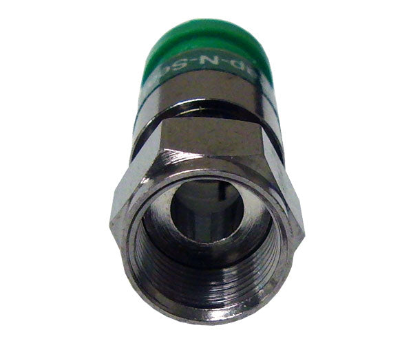 Plenum Quad Shield Pro Snap N Seal Universal F-Type RG6 Coax Cable Connector - Green Ring