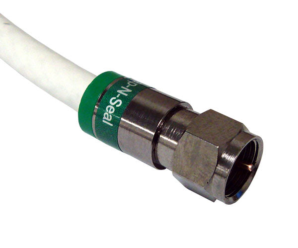 Plenum Quad Shield Pro Snap N Seal Universal F-Type RG6 Coax Cable Connector - Green Ring