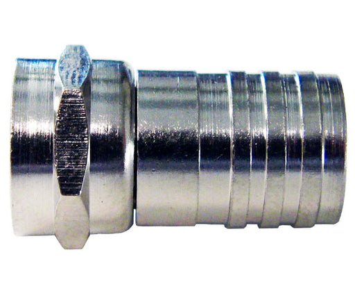 RG6 Standard Shield Cable F-Type Crimp-On Connector with Crimp Ring, Side View 1