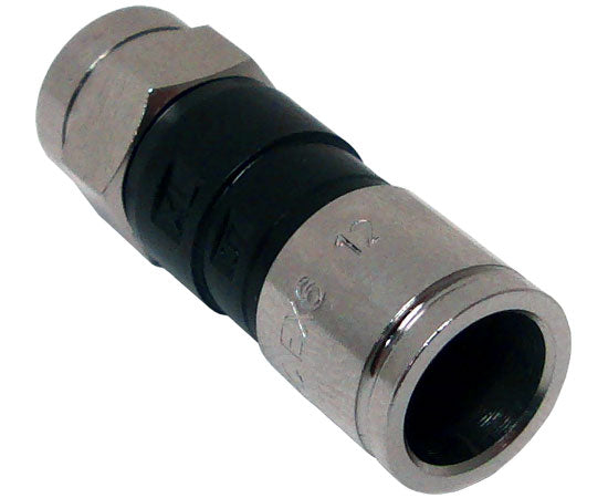 RG6 Coax Cable Connector, EX Universal Compression, Standard Shield F-Type, Black Band