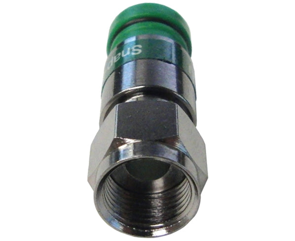 Snap N Seal Universal F-Type RG6 Coax Cable Connector, Standard or Quad Shield - Green Ring