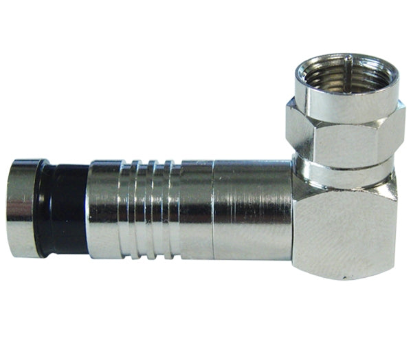 RG6 Coax Cable Connector, Right Angle, Nickel SealSmart F-Type Compression