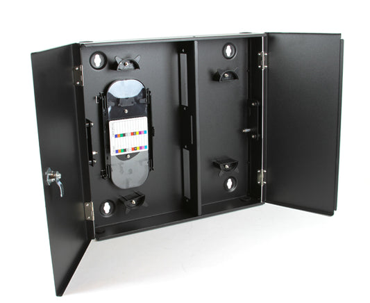 Wall Mount Fiber Patch Panel, Double Door, 2 Adapter Panel Capacity, Black