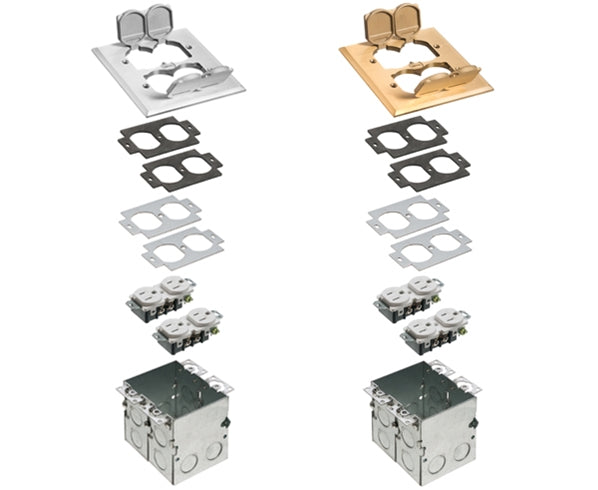 Exploded view of Power Outlet Floor Box Dual Gang