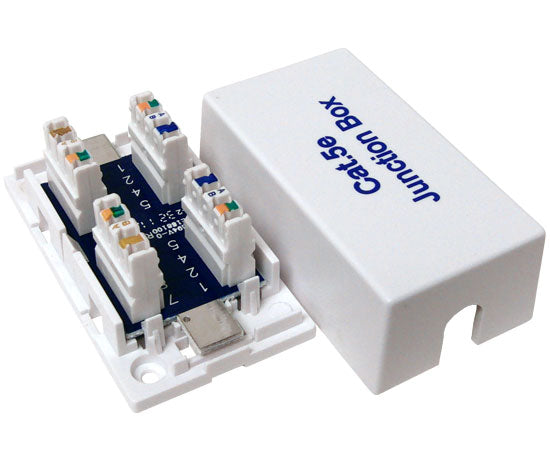 CAT5E Junction Box, 110 Punch Down Style - White