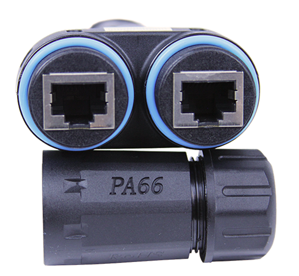 CAT5E / CAT6 Industrial Coupler - RJ45 Shielded Feed Through Coupler Kit - IP68 - Two Way Splitter (1-in/2-out)