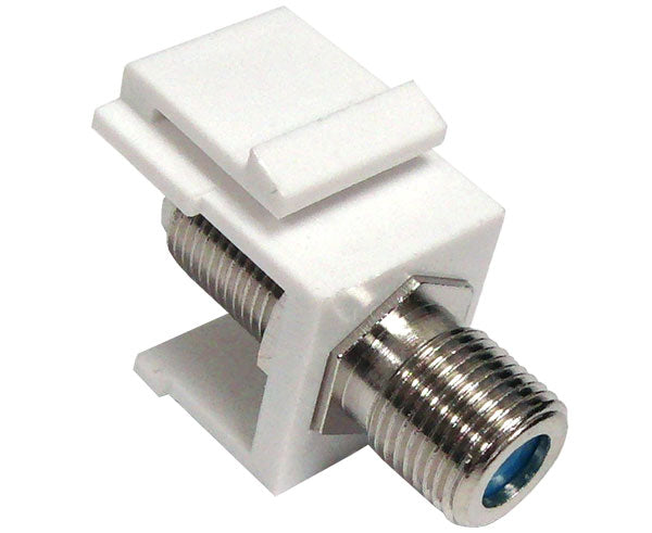 F-81 Coax Keystone Jack, 3GHz, F-Type Female to Female Coupler, White, Ivory and Black  Snap-In Module