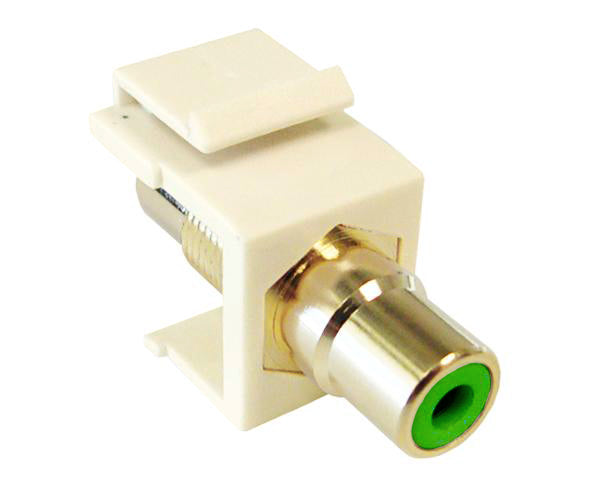 RCA F/F Keystone Modules For Wall Plate angled view - green