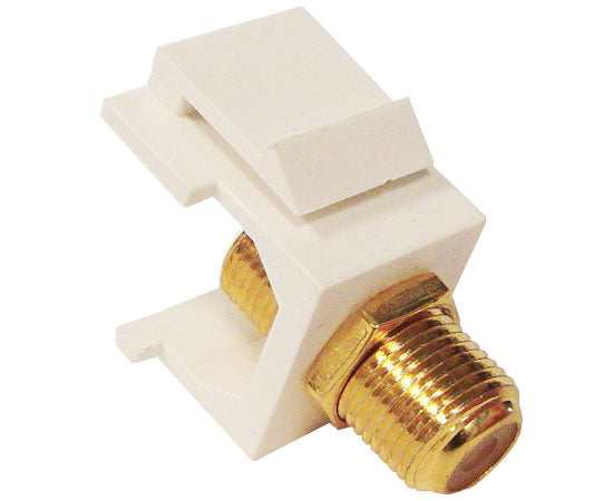 F-81 Coax Keystone Jack, F-Type Female to Female Coupler, Gold Plated, White